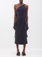 Jacquemus - Marron One-shoulder Twill Dress - Womens - Navy
