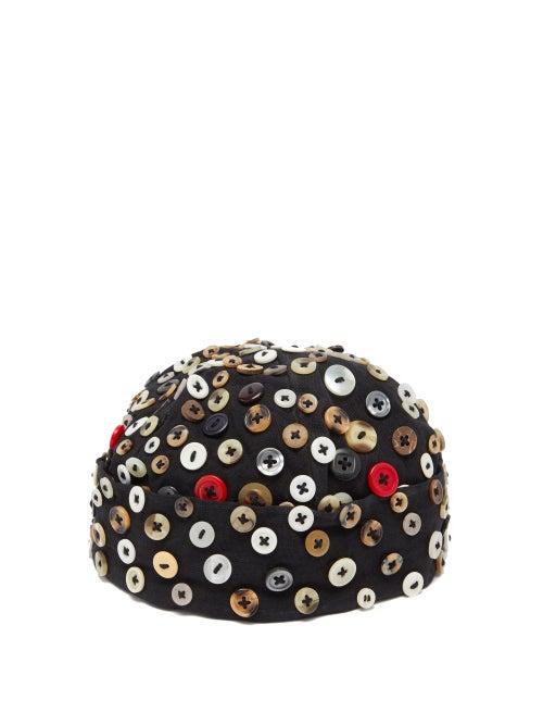 By Walid - Upcycled Vintage-button Wool Hat - Mens - Black Multi