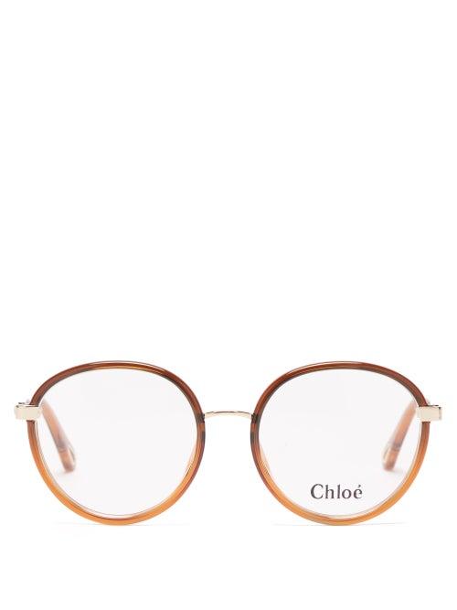 Chlo - Franky Tortoiseshell-acetate And Metal Glasses - Womens - Brown