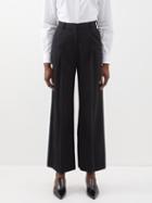 Toteme - Deep-pleat Wool-blend Trousers - Womens - Black