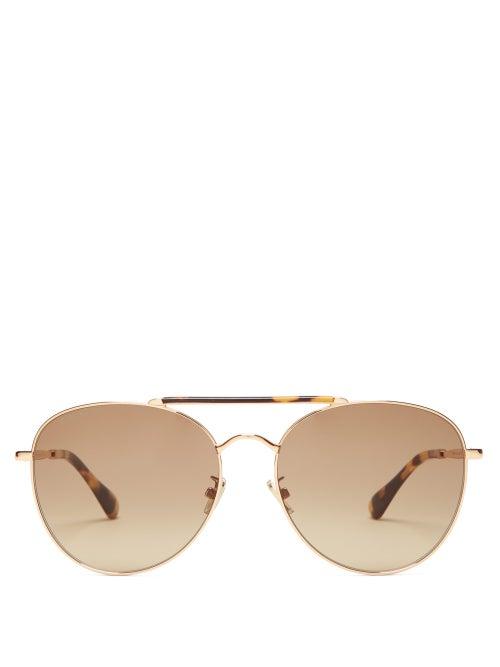 Matchesfashion.com Jimmy Choo - Abbie Tortoiseshell Metal Aviator Sunglasses - Womens - Tortoiseshell