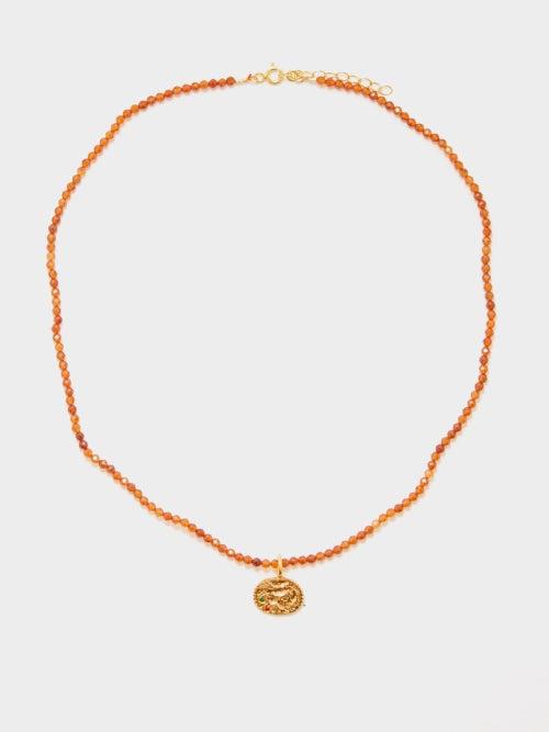 Hermina Athens - Sealstone Aventurine & Gold-plated Necklace - Womens - Brown Multi