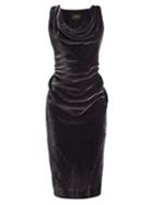 Matchesfashion.com Vivienne Westwood Anglomania - Virginia Ruched Velvet Midi Dress - Womens - Dark Grey