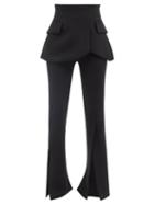 A.w.a.k.e. Mode - Peplum Slit-cuff Twill Trousers - Womens - Black