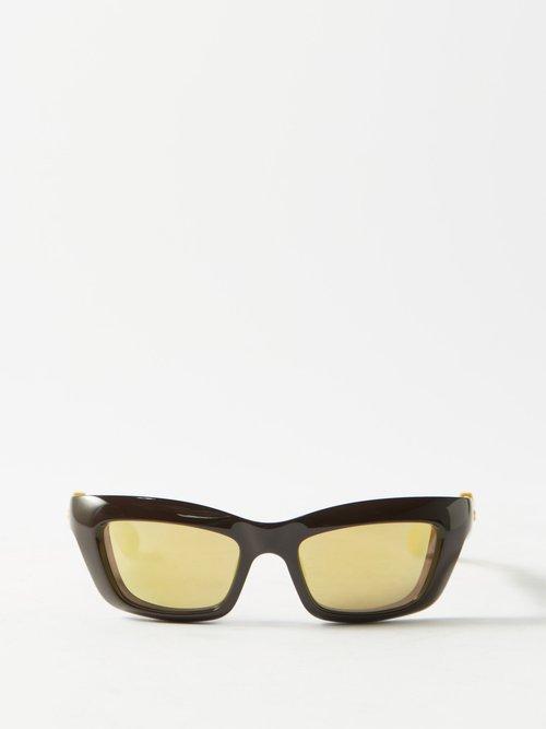 Bottega Veneta Eyewear - D-frame Bi-colour Acetate Sunglasses - Mens - Brown Gold