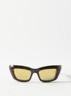 Bottega Veneta Eyewear - D-frame Bi-colour Acetate Sunglasses - Mens - Brown Gold