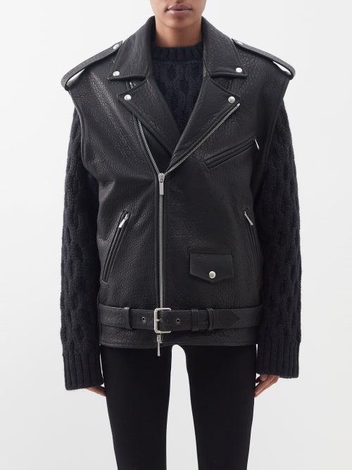 Raey - Sleeveless Leather Biker Jacket - Womens - Black