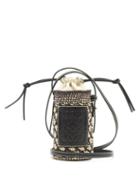 Loewe Paula's Ibiza - Logo-debossed Wicker And Leather Cross-body Bag - Mens - Black