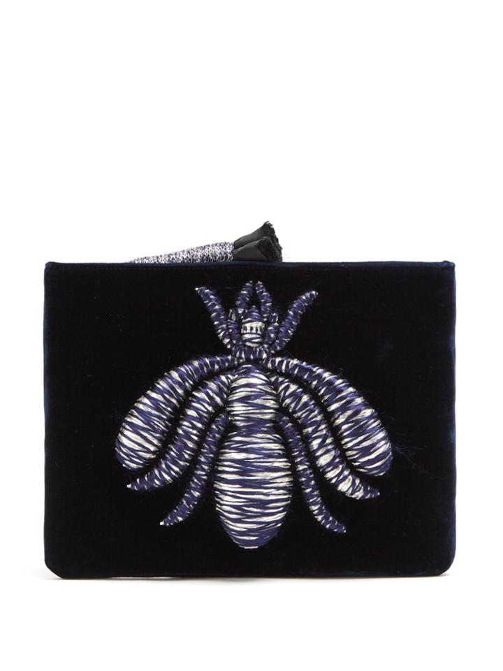 Sanayi 313 Ragno Embroidered Velvet Clutch Bag