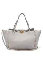 Matchesfashion.com Valentino - Rockstud Medium Leather Tote Bag - Womens - Light Grey