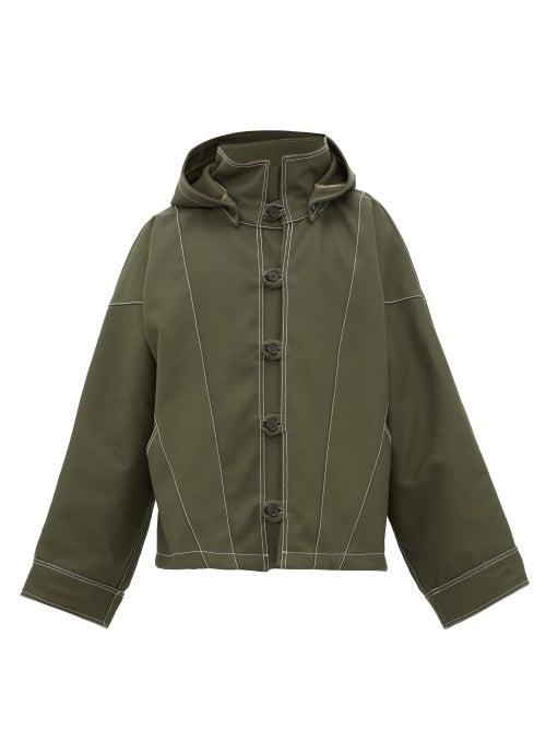 Matchesfashion.com Jacquemus - Hooded Topstitched Canvas Jacket - Mens - Dark Green