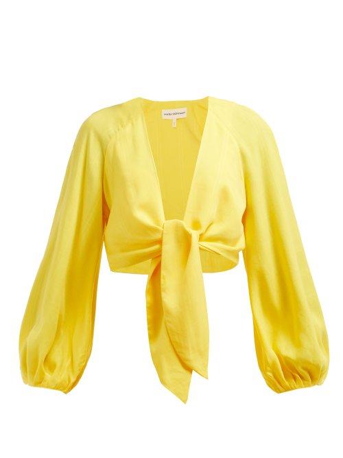 Matchesfashion.com Mara Hoffman - Gianna Cropped Twill Top - Womens - Yellow
