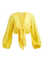 Matchesfashion.com Mara Hoffman - Gianna Cropped Twill Top - Womens - Yellow