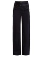 Self-portrait High-rise Wide-leg Canvas Trousers