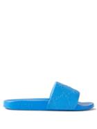 Gucci - Gg-embossed Rubber Slides - Mens - Blue