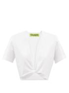 Gauge81 - Keila V-neck Twisted Cotton-jersey Cropped Top - Womens - White