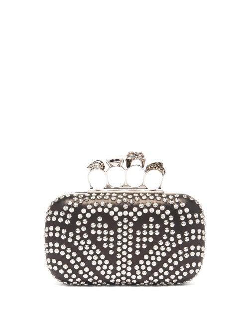 Matchesfashion.com Alexander Mcqueen - Skull Studded Leather Clutch Bag - Womens - Black Silver