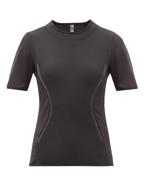 Matchesfashion.com Adidas By Stella Mccartney - Essentials Mesh Insert Stretch Jersey T Shirt - Womens - Black