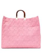 Matchesfashion.com Fendi - Sunshine Ff-embossed Cotton-towelling Tote Bag - Womens - Pink