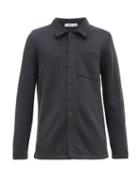 Matchesfashion.com Inis Mein - Point Collar Alpaca Blend Cardigan - Mens - Blue