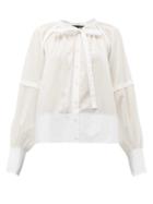 Matchesfashion.com Proenza Schouler - Tie Neck Cotton Voile Blouse - Womens - White