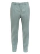 Matchesfashion.com Homme Pliss Issey Miyake - Straight Leg Pleated Trousers - Mens - Light Blue