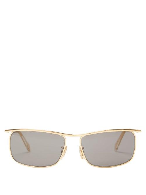 Matchesfashion.com Celine Eyewear - Rectangular Metal Sunglasses - Mens - Gold