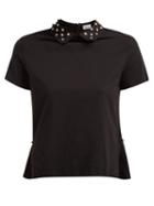 Matchesfashion.com Redvalentino - Crystal Embellished Cotton T Shirt - Womens - Black