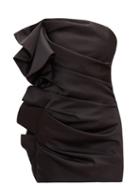 Matchesfashion.com Alexandre Vauthier - Strapless Ruffled Satin Mini Dress - Womens - Black