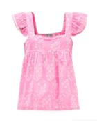 Juliet Dunn - Scalloped Floral-print Cotton-voile Top - Womens - Pink Print