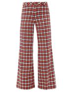 Matchesfashion.com Goat - Kipling Wool-blend Lochcarron Flared Trousers - Womens - Red Multi