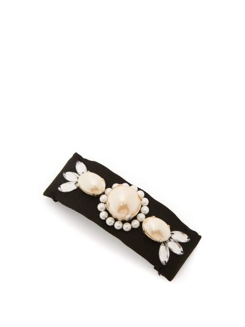 Matchesfashion.com Benot Missolin - Ornela Imitation Pearl Embellished Silk Barrette - Womens - Black Multi