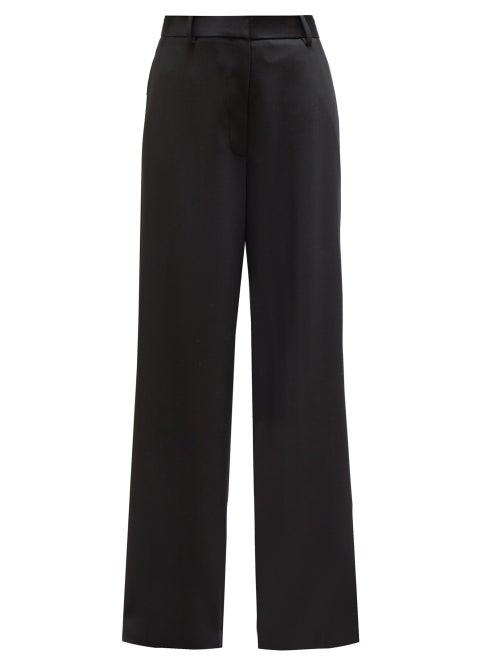 Matchesfashion.com The Row - Nick Wide Leg Wool Gabardine Trousers - Womens - Black