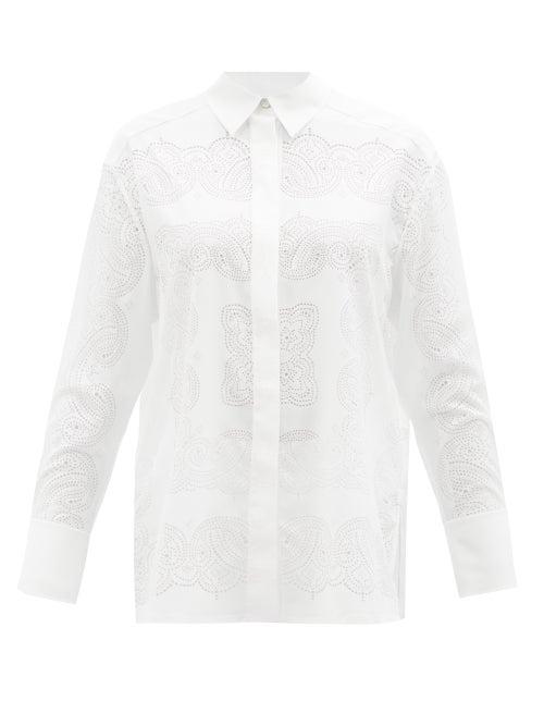 Givenchy - Perforated Crepe De Chine Shirt - Womens - White