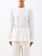 Raey - Drawstring-waist Spot Jacquard Top - Womens - Ivory