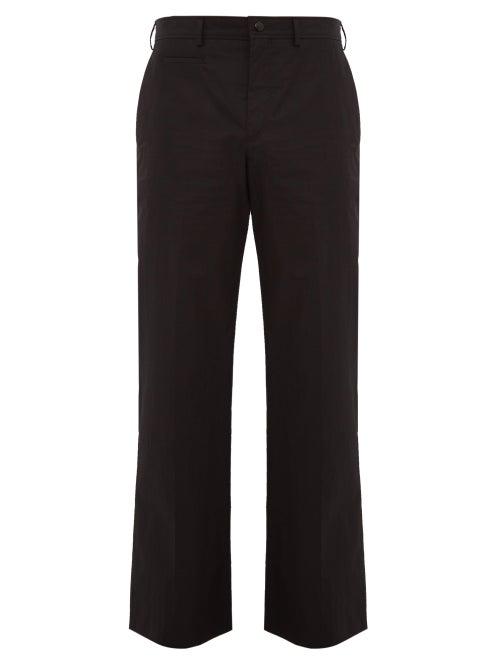 Matchesfashion.com Valentino - Logo Print Cotton Blend Trousers - Mens - Black