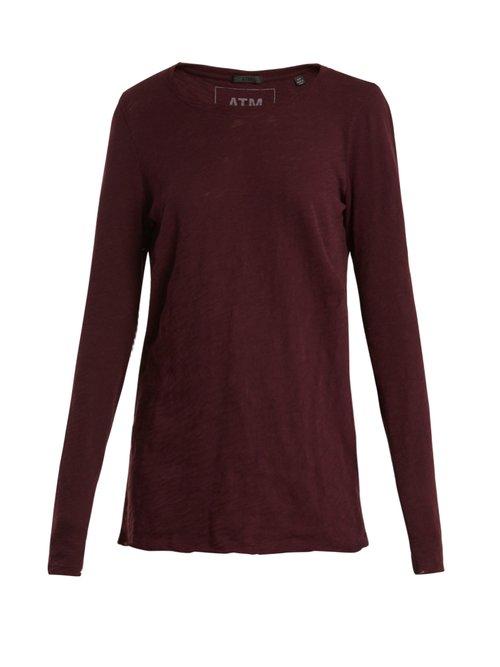 Matchesfashion.com Atm - Destroyed Cotton Slub Jersey T Shirt - Womens - Burgundy