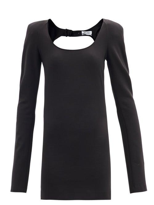 Matchesfashion.com The Attico - Padded-shoulder Jersey Mini Dress - Womens - Black