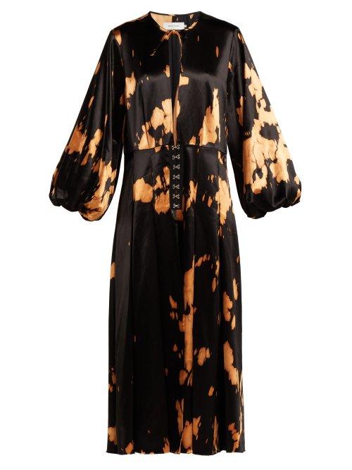 Matchesfashion.com Marques'almeida - Tie Dye Cotton Blend Satin Dress - Womens - Black Multi