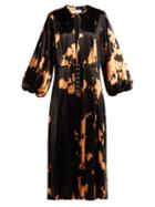 Matchesfashion.com Marques'almeida - Tie Dye Cotton Blend Satin Dress - Womens - Black Multi