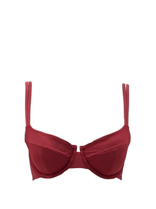 Matchesfashion.com The Fold D+ Swim - The Base D-g Bikini Top - Womens - Burgundy