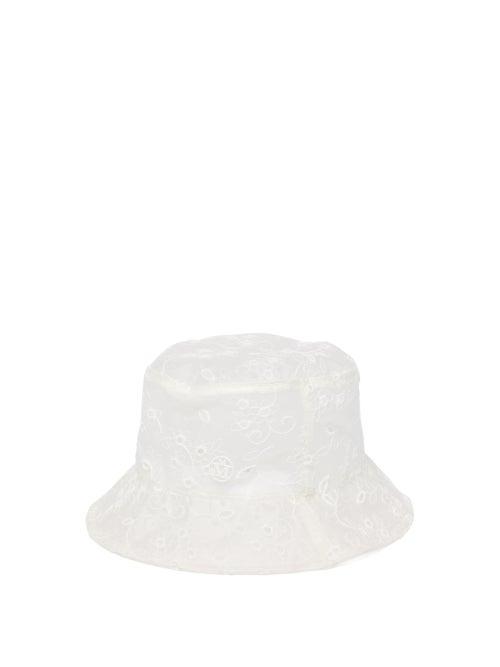 Matchesfashion.com Maison Michel - Jason Broderie-anglaise Pvc Bucket Hat - Womens - White