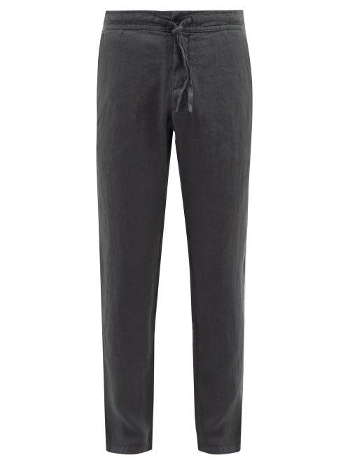 Matchesfashion.com 120% Lino - Drawstring Waist Slubbed Linen Twill Trousers - Mens - Charcoal
