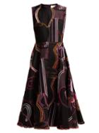 Matchesfashion.com Roksanda - Orlena Geometric Jacquard Midi Dress - Womens - Black Multi