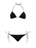 Matchesfashion.com Oseree - Lumire Metallic Triangle Bikini - Womens - Black