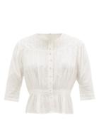 Matchesfashion.com Mimi Prober - Barton Lace-trimmed Organic-cotton Blouse - Womens - White