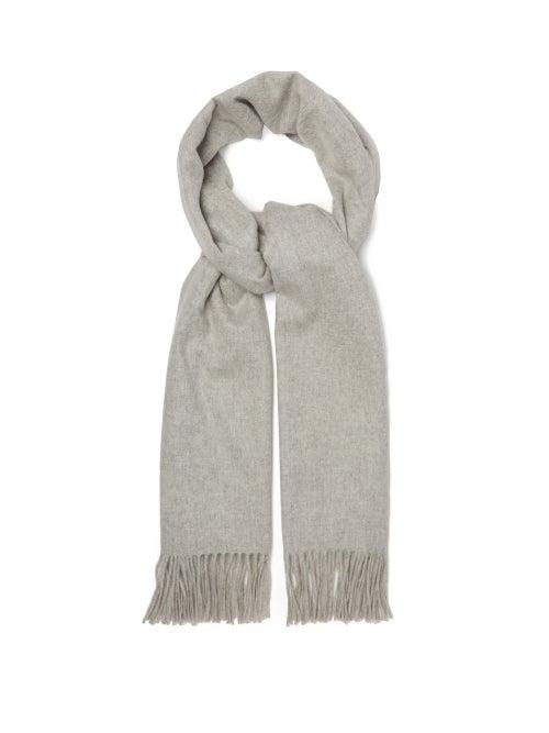 Matchesfashion.com Johnston's Of Elgin - Fringed Cashmere Scarf - Womens - Silver