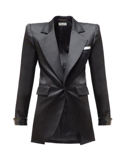 Matchesfashion.com Saint Laurent - Single Breasted Satin Blazer - Womens - Black
