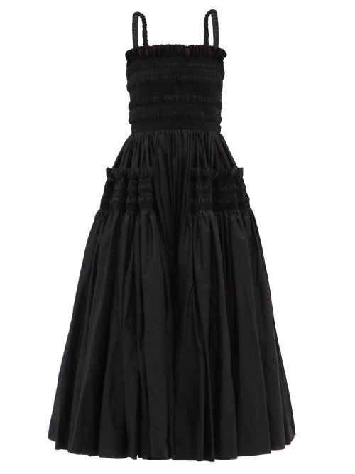 Matchesfashion.com Molly Goddard - Larry Hand-smocked Cotton Dress - Womens - Black