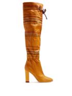 Matchesfashion.com Malone Souliers By Roy Luwolt - X Roksanda Kendas Striped Leather Boots - Womens - Tan Multi